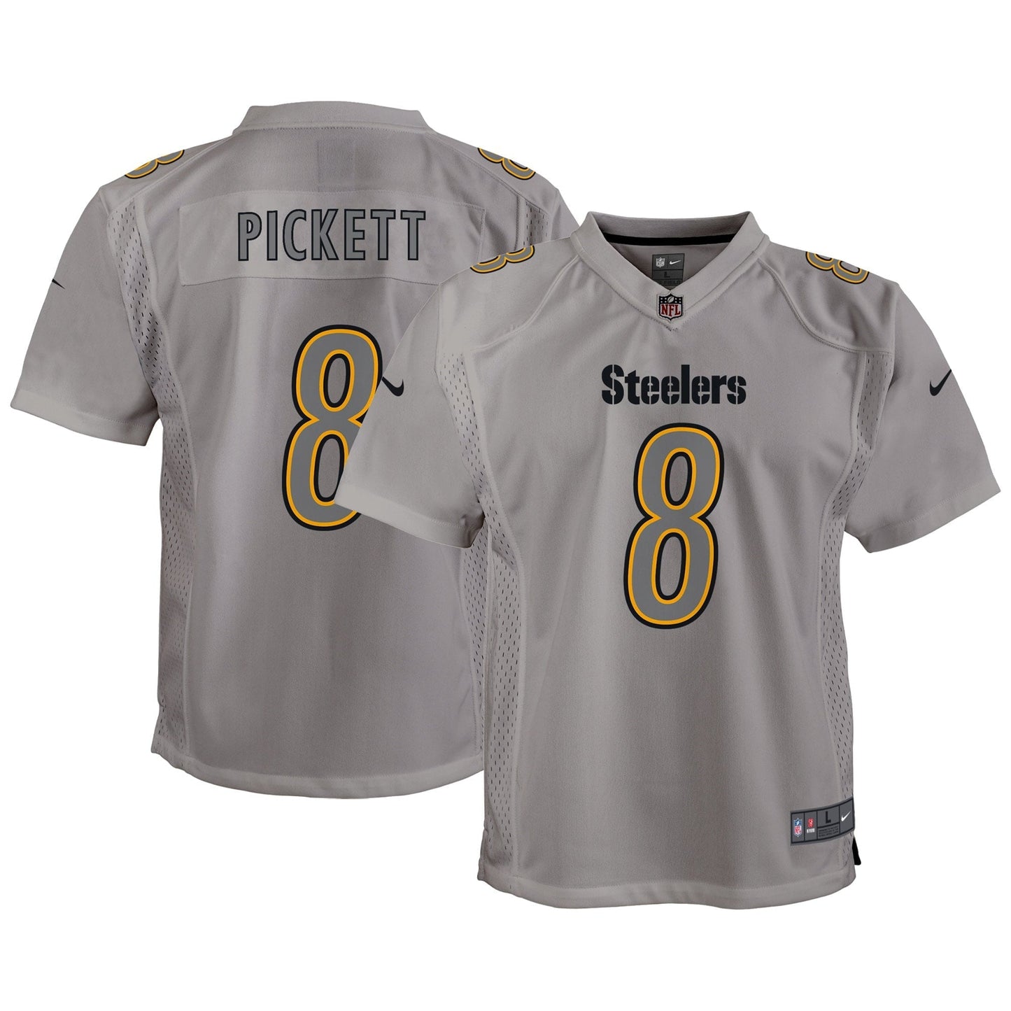 Youth Nike Kenny Pickett Gray Pittsburgh Steelers Atmosphere Game Jersey