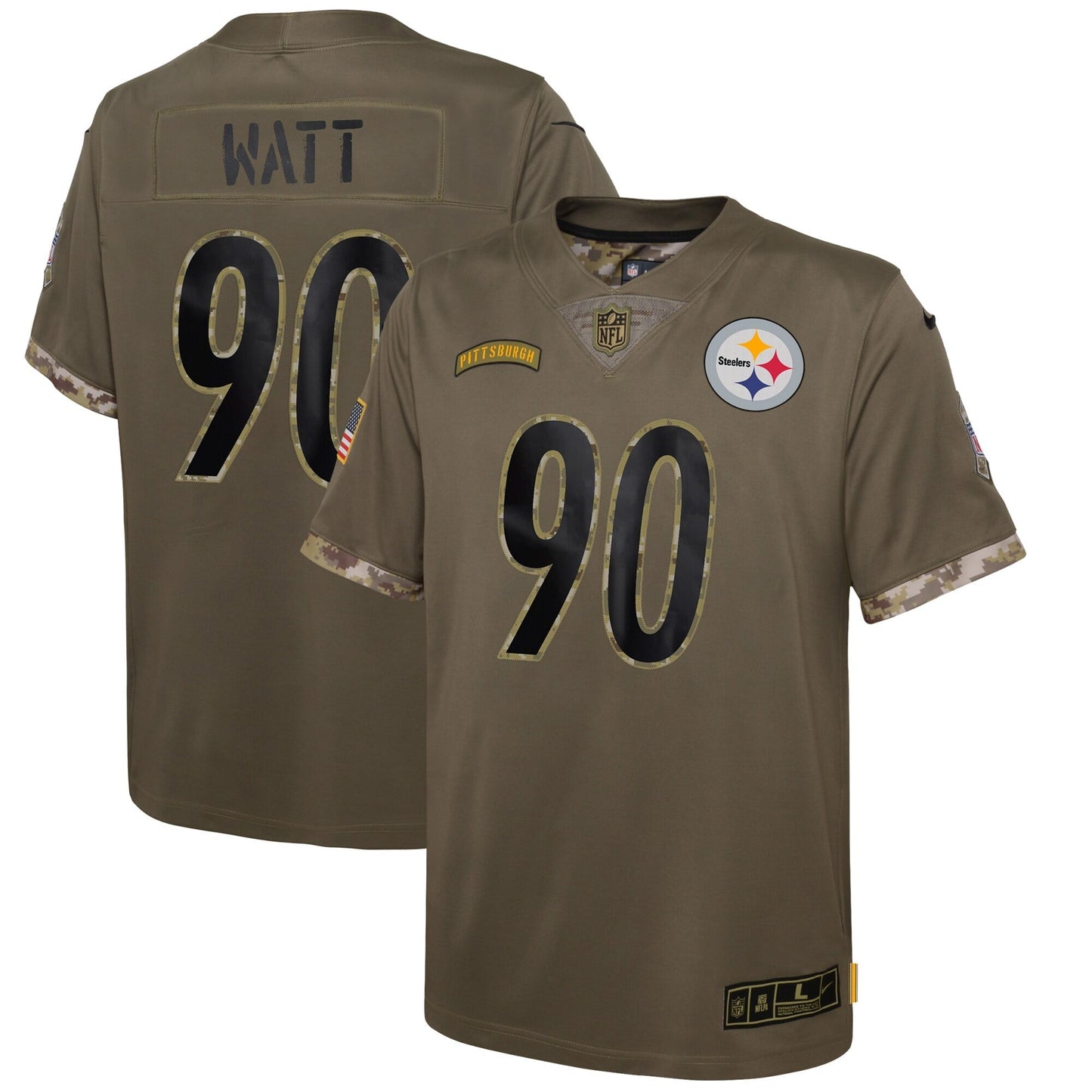 Youth Nike Olive Pittsburgh Steelers 2022 Salute To Service Player Limited Jersey